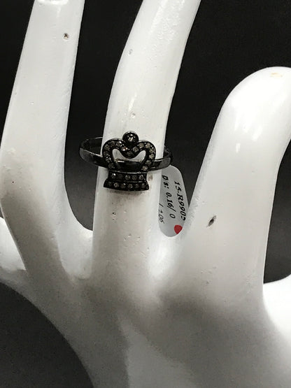 Diamond and Silver Black Rhodium Finish Ring