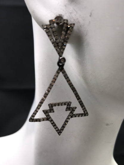 Diamond and Silver Black Rhodium Finish Earring
