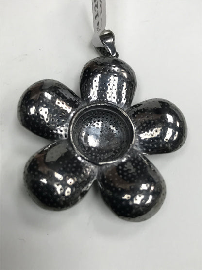 Flowers Black Spinel/White Topaz Charm