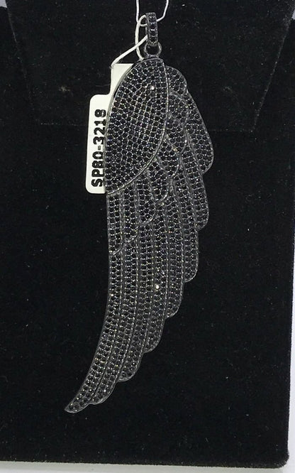 Wings Black Spinel Charm,