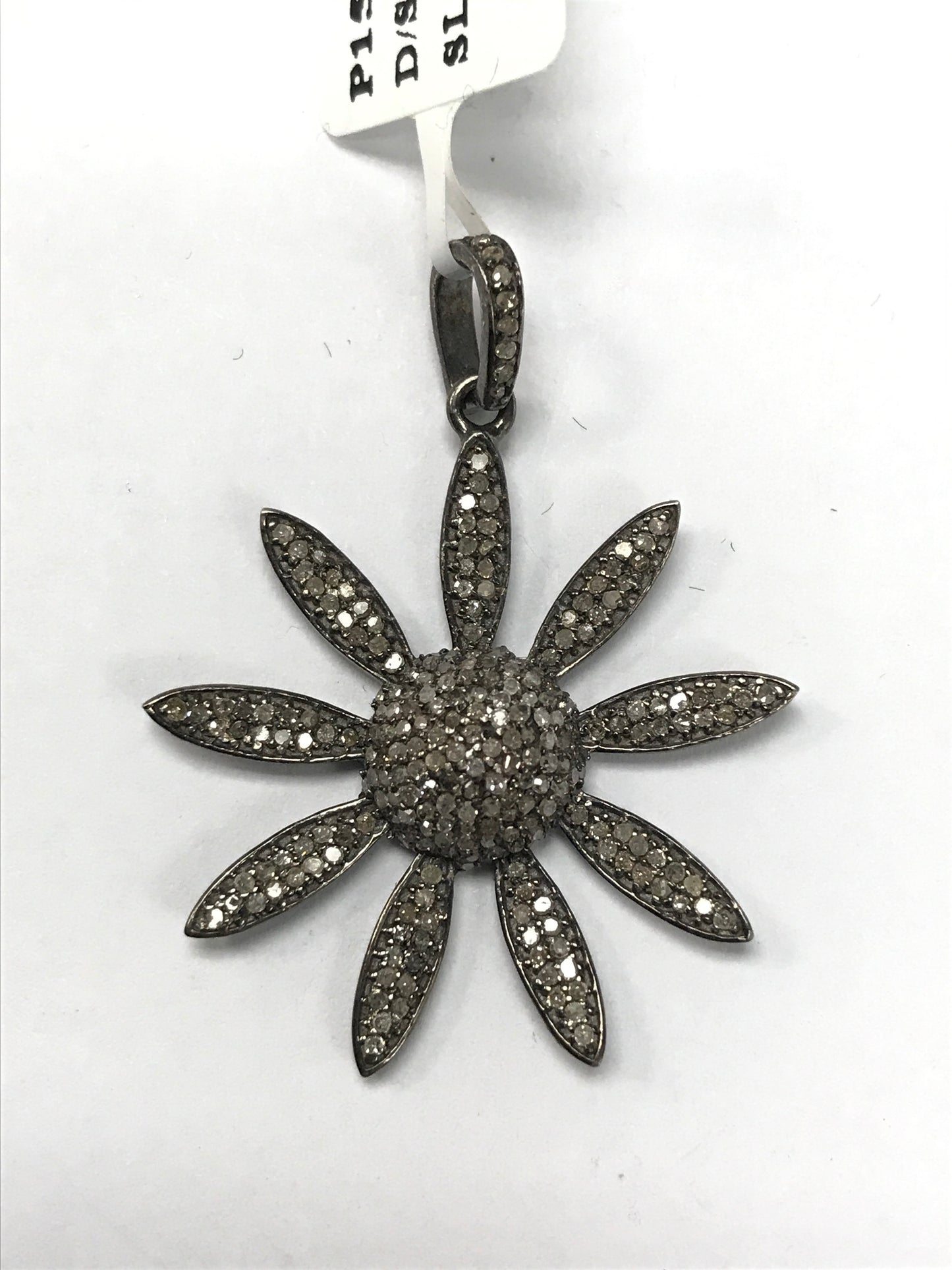 Flower Spike Leaves Diamond Pendants & Charms
