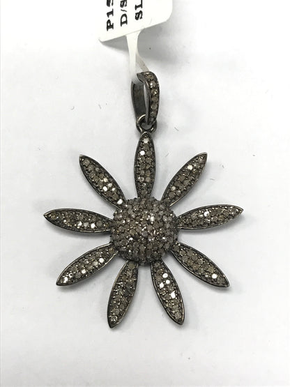 Flower Spike Leaves Diamond Pendants & Charms