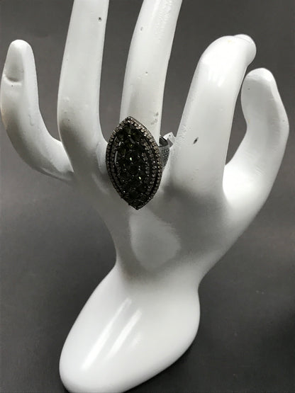 Diamond and Silver Tourmaline Ring