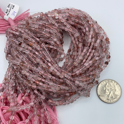 Quartz, Strawberry Quartz Faceted Beads Coin, Beads Coin Beads, Coin
