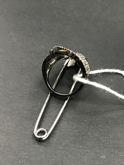 Pave Diamond Ring .925 Oxidized Sterling Silver Diamond Ring, Genuine handmade pave diamond Ring Size Approx 1.56"(22 x 39 MM)
