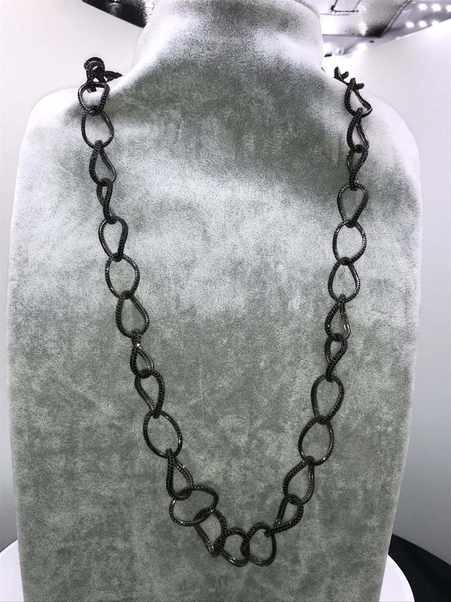 Black Spinel Link Chain Necklace