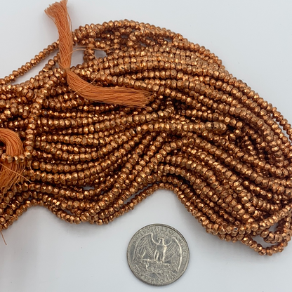 Pyrite Coated Beads Facetted 3-4mm