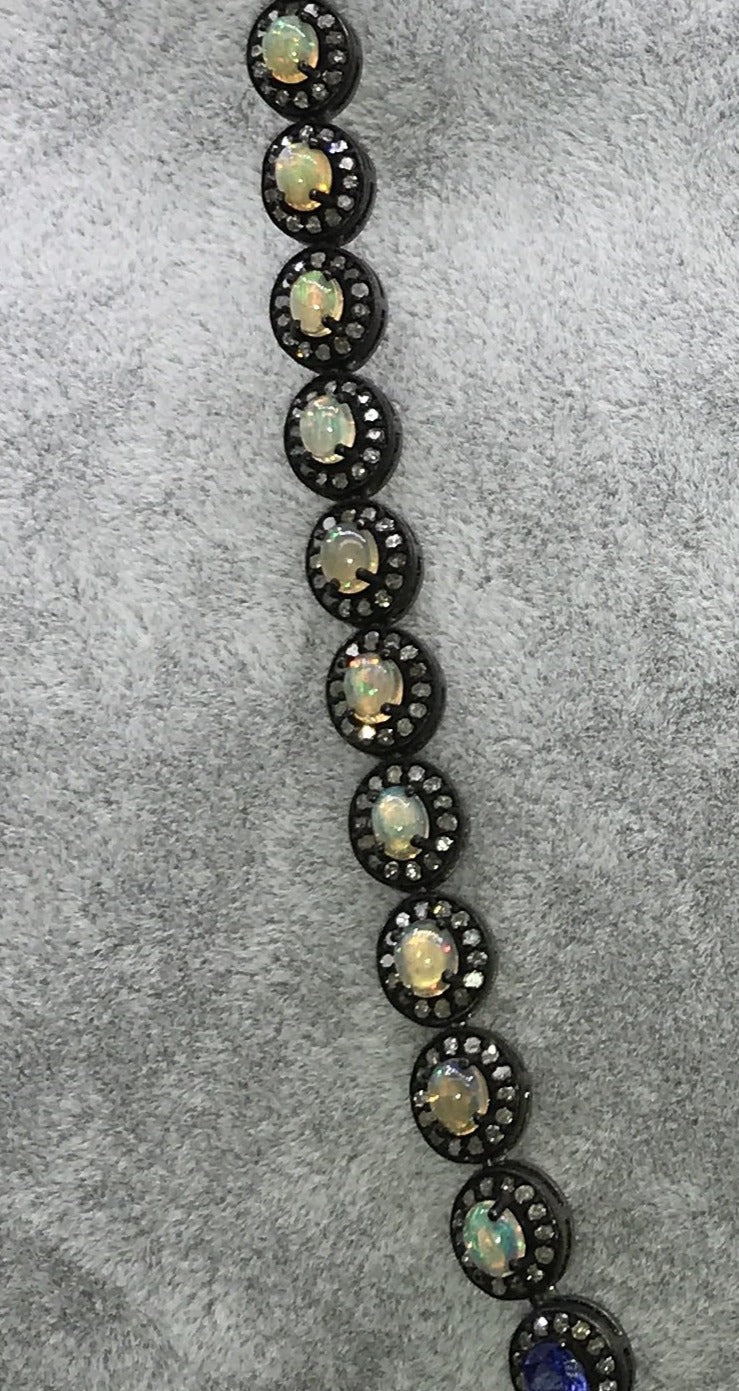 Opal and tanzanite necklace