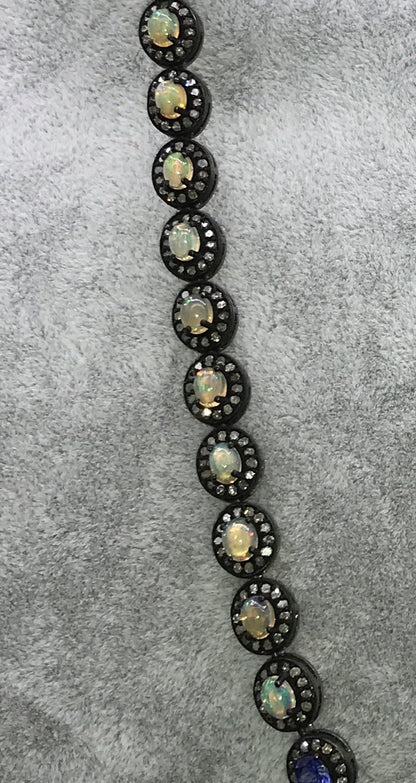Opal and tanzanite necklace