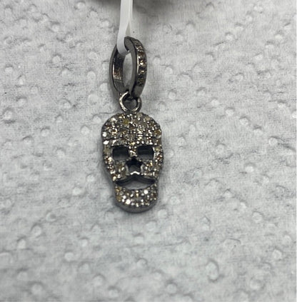 Skull Shape Diamond Pendant .925 Oxidized Sterling Silver Diamond Pendant, Genuine handmade pave diamond Pendant.
