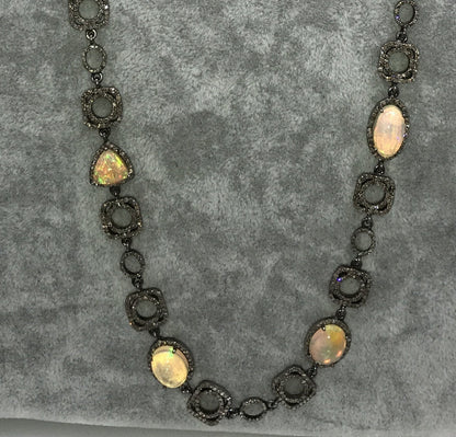 Opal and Diamond Designer Necklace