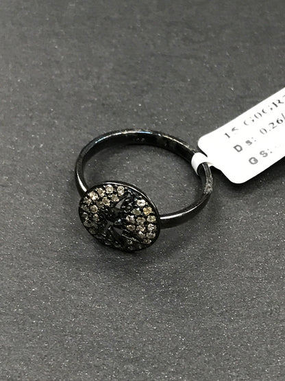Diamond and Silver Black Rhodium Finish Ring