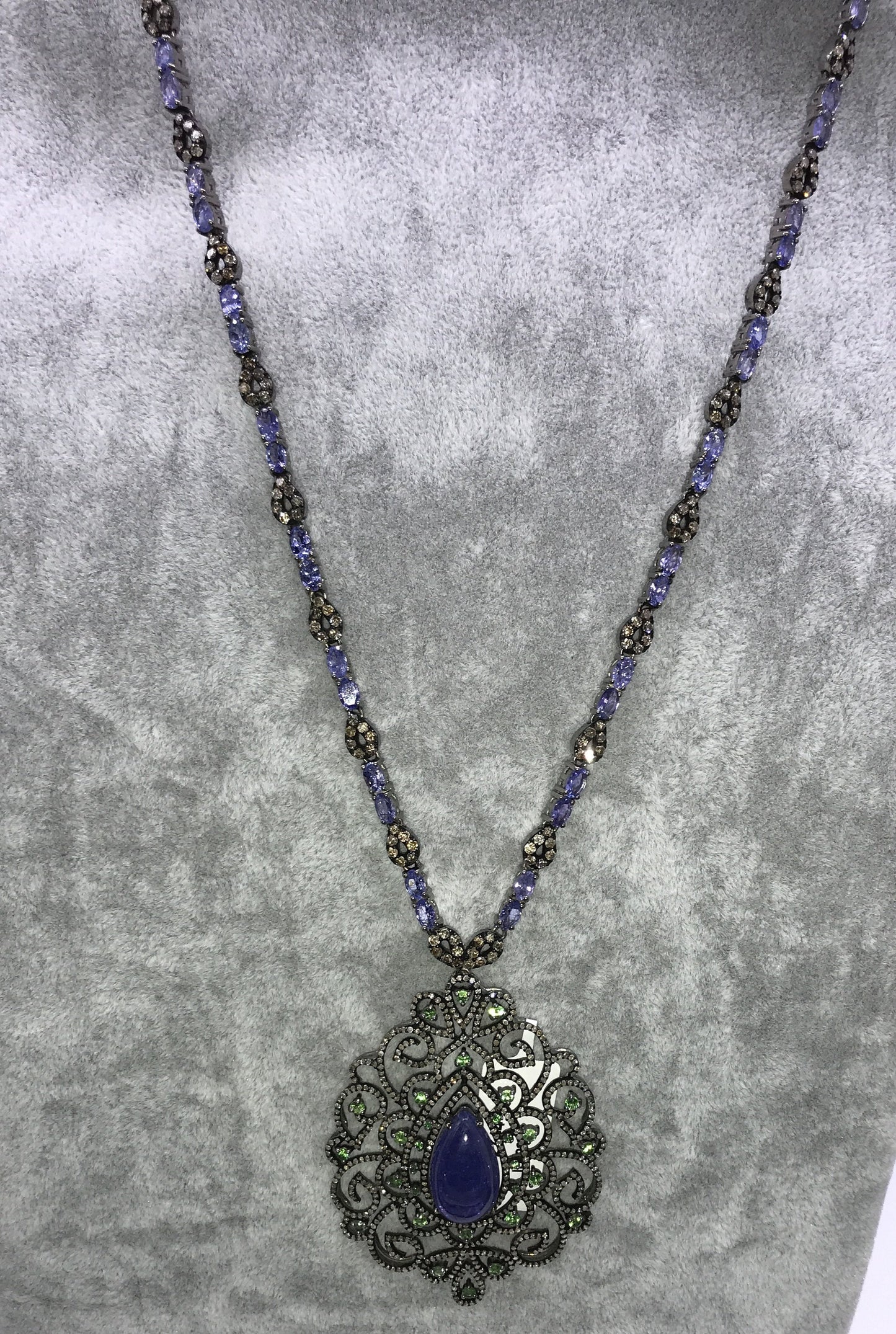 Tanzanite and Diamond Designer long Necklace