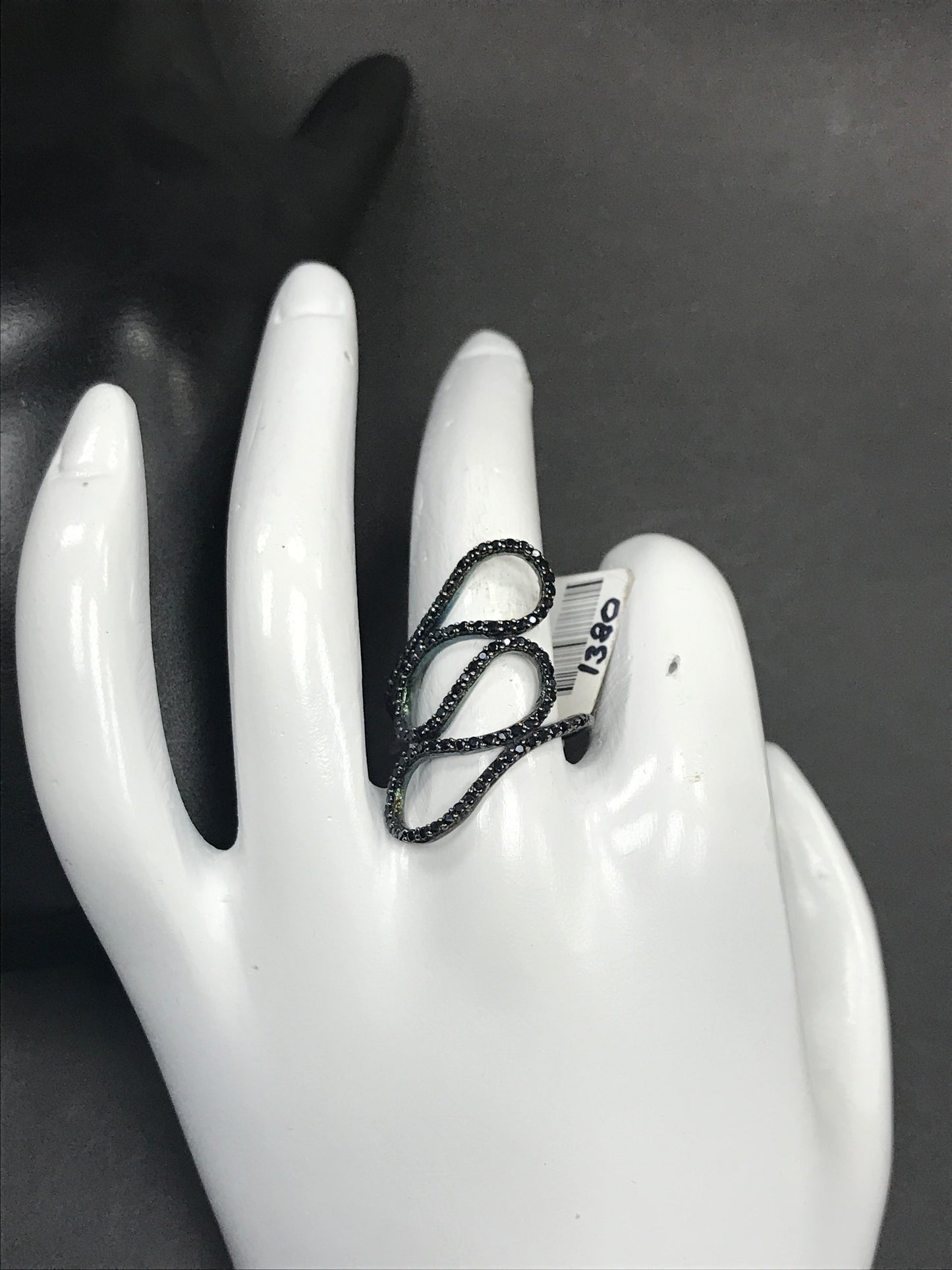 Black Spinel Ring .925 Oxidized Sterling Silver Black Spinal Ring, Genuine handmade pave Black Spinal Ring Size Approx 1.16"(19x29 mm)