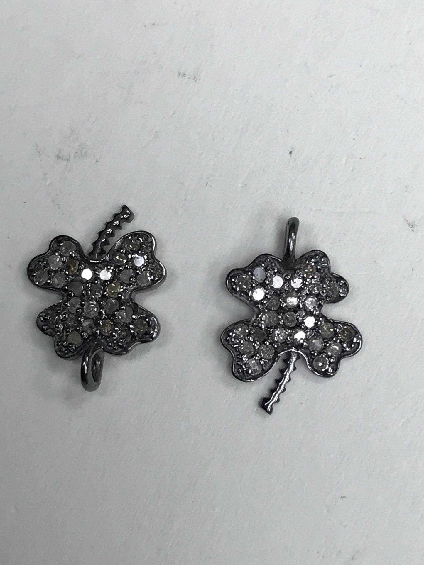Flower Diamond charm .925 Oxidized Sterling Silver Diamond Charms, Genuine handmade pave diamond Charm Size 10 x 14 MM
