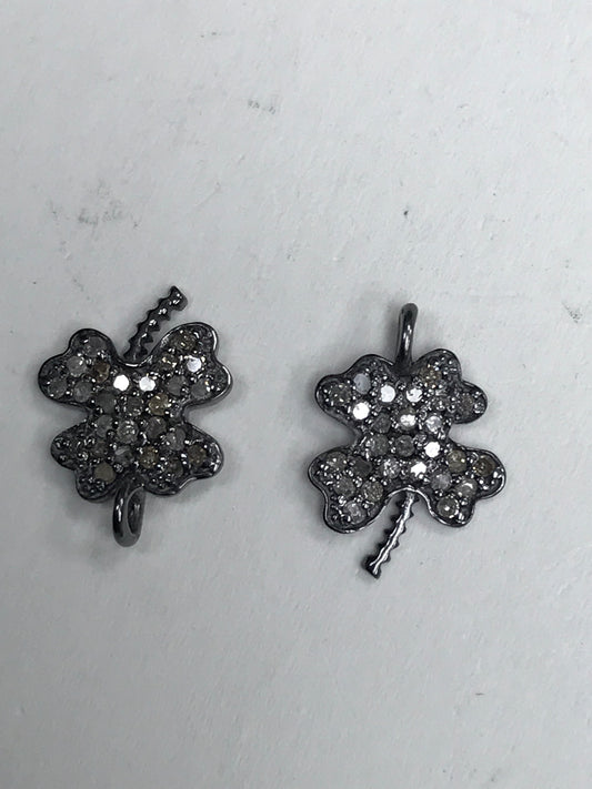Flower Diamond charm .925 Oxidized Sterling Silver Diamond Charms, Genuine handmade pave diamond Charm Size 10 x 14 MM