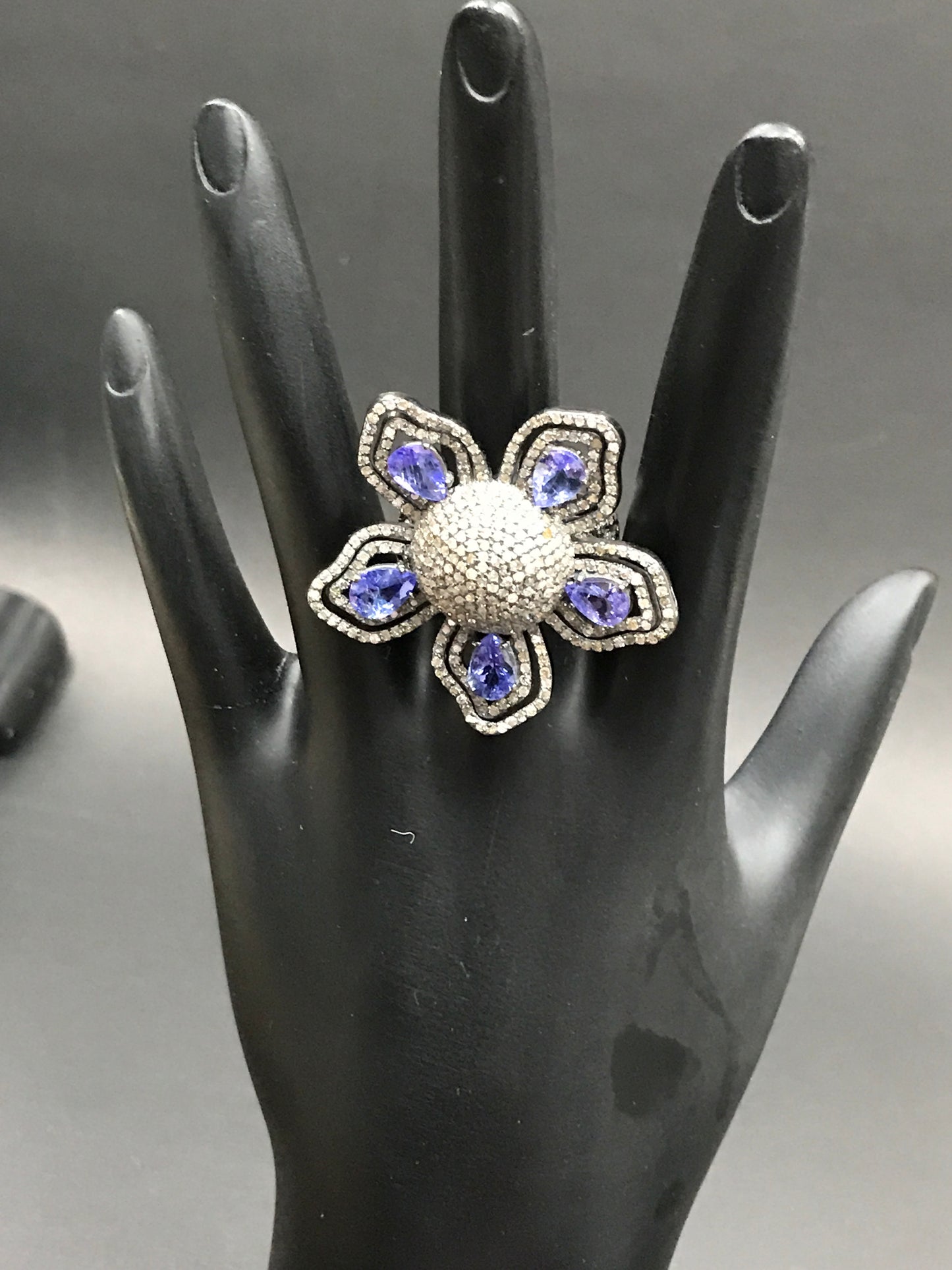 Flower Pave Diamond Ring