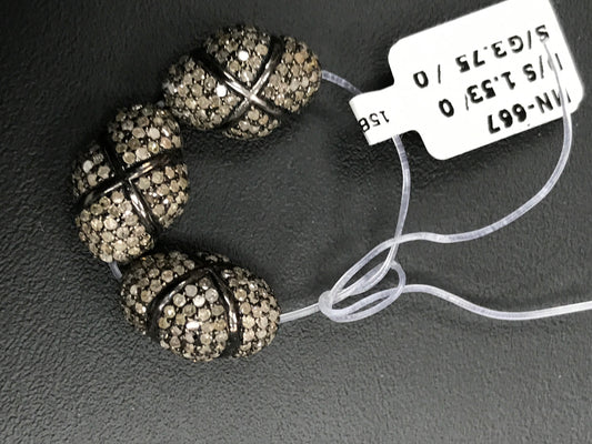 Fancy Shape Silver Pave Diamond Beads