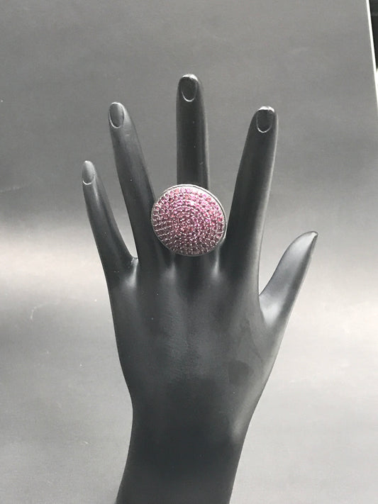 Round Black Spinal Ring .925 Oxidized Sterling Silver Black Spinal Ring, Genuine handmade pave Black Spinal Ring Size Approx(28 mm)