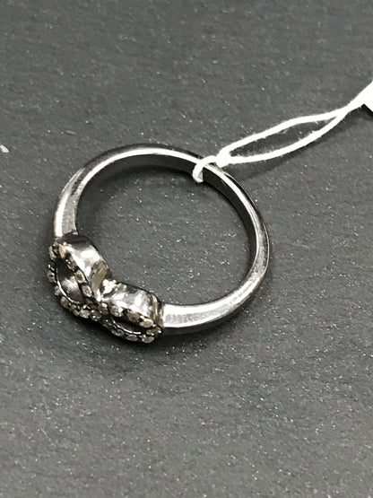 Figure Eight Pave Diamond Ring .925 Oxidized Sterling Silver Diamond Ring, Genuine handmade pave diamond Ring .