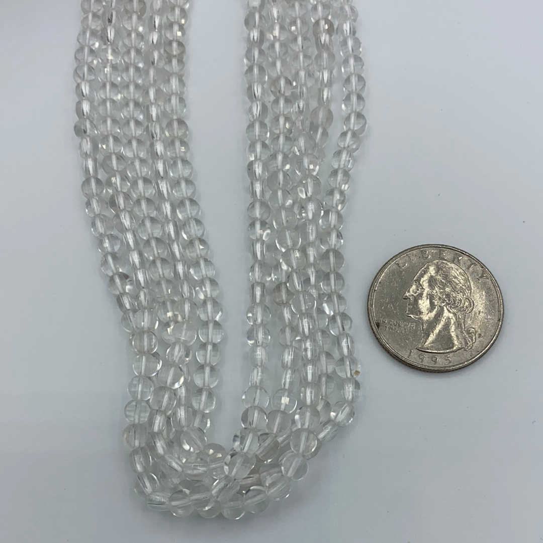 Quartz, Crystal Quartz Faceted Beads Coin, Beads Coin Beads, Coin