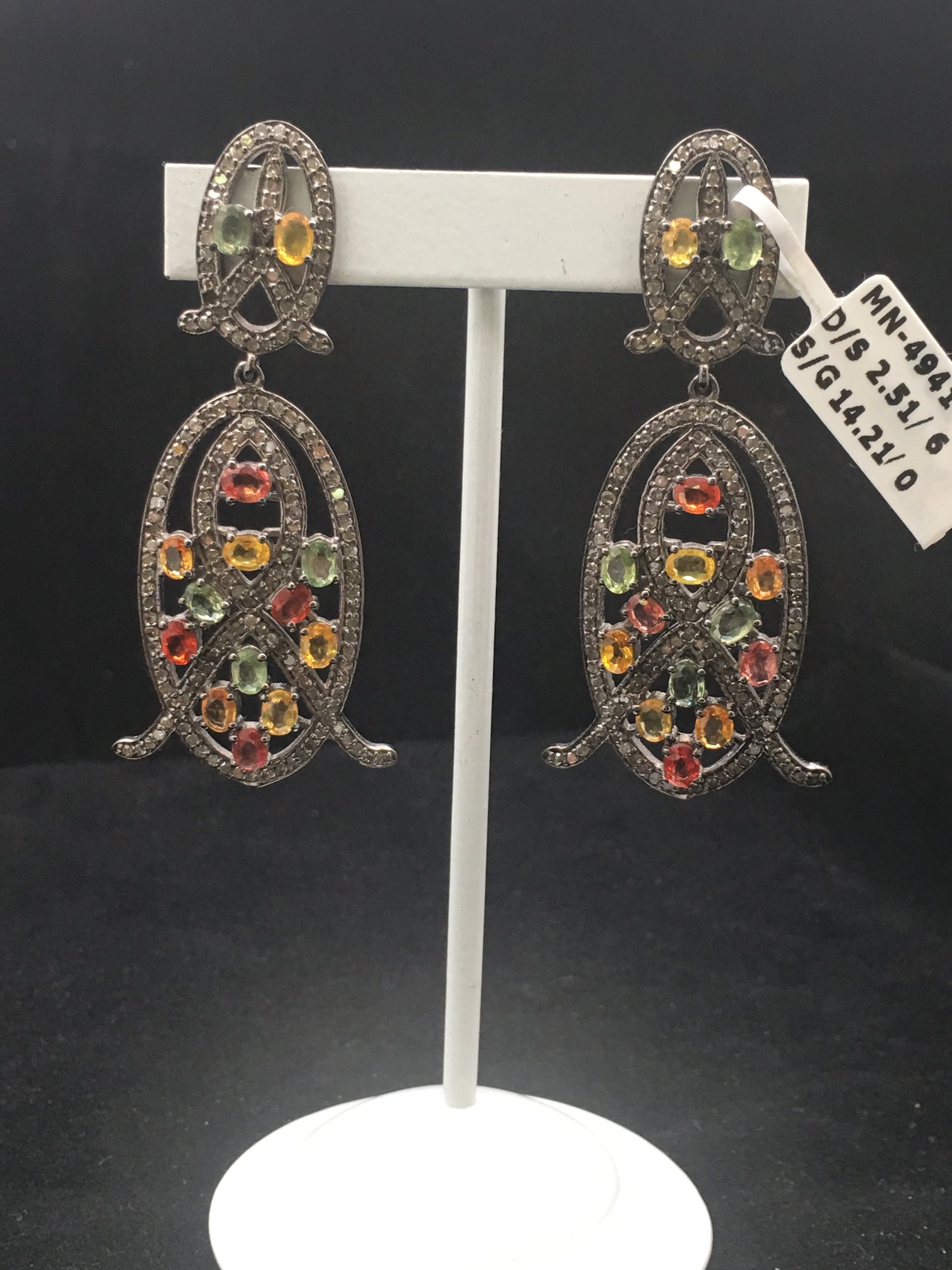 Diamond sapphire Earrings,