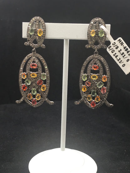 Diamond sapphire Earrings,