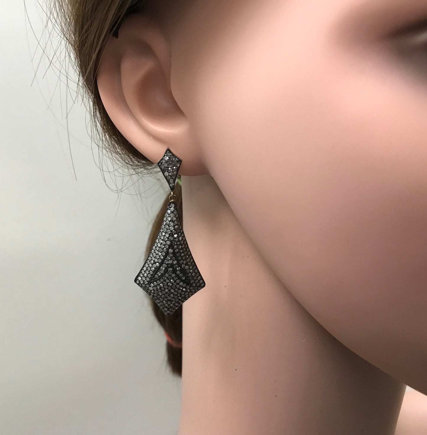 Silver and Diamond Pave  EARRINGS