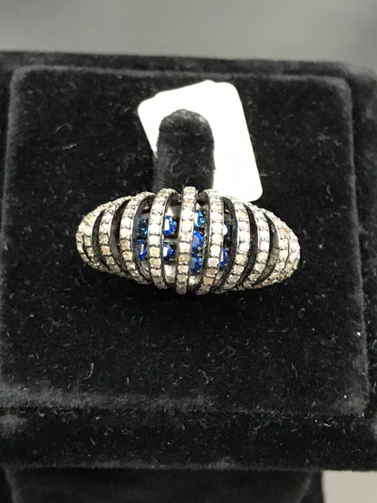 Silver Pave Diamond Ring .925 Oxidized Sterling Silver Diamond Ring, Genuine handmade pave diamond Ring Size Approx 0.92"(23 X 15 MM)