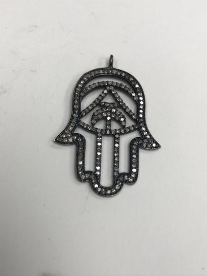 Hamsa Hand Silver and Diamond Pave  PENDANT & CHARMS