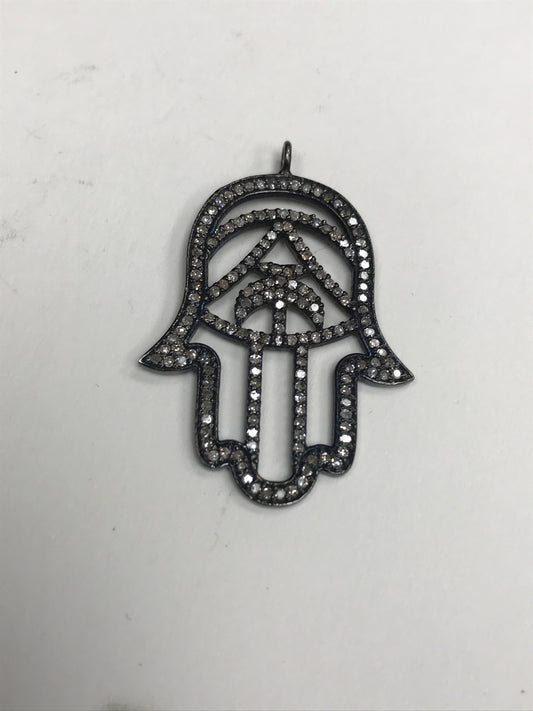 Hamsa Hand Silver and Diamond Pave  PENDANT & CHARMS