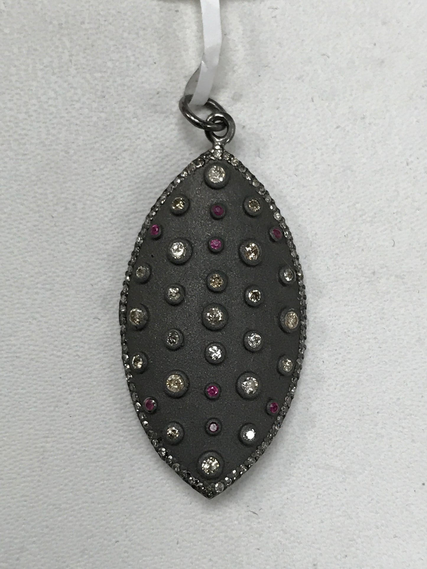 Marquise Diamond Charm .925 Oxidized Sterling Silver Diamond Charms