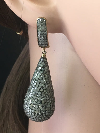Diamond and Silver Black Rhodium Finish Earrings