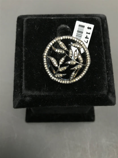 Diamond and Silver Black Rhodium Finish Ring