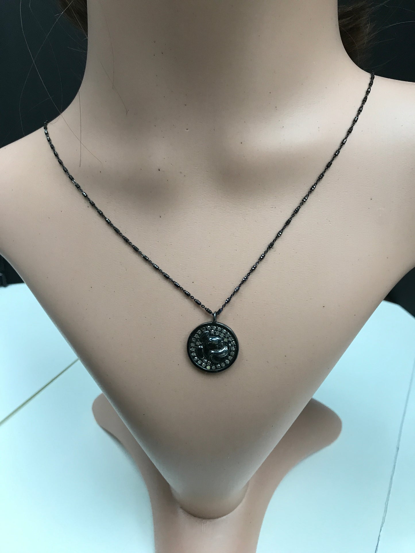 Diamond Circle Mickey Mouse Pendant, Pave Diamond Pendant, Pave Circle Mickey Mouse Necklace, Approx 22 x 18mm. Sterling Silver