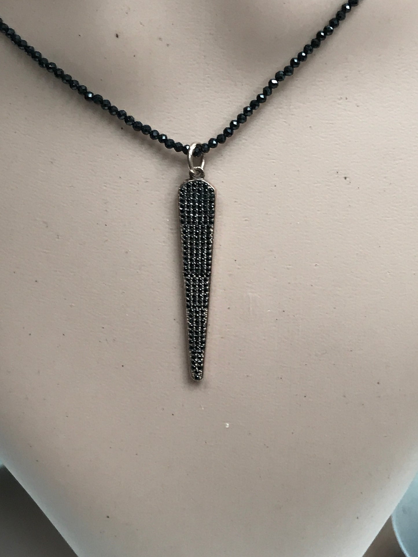 Spike Black Spinel Charm