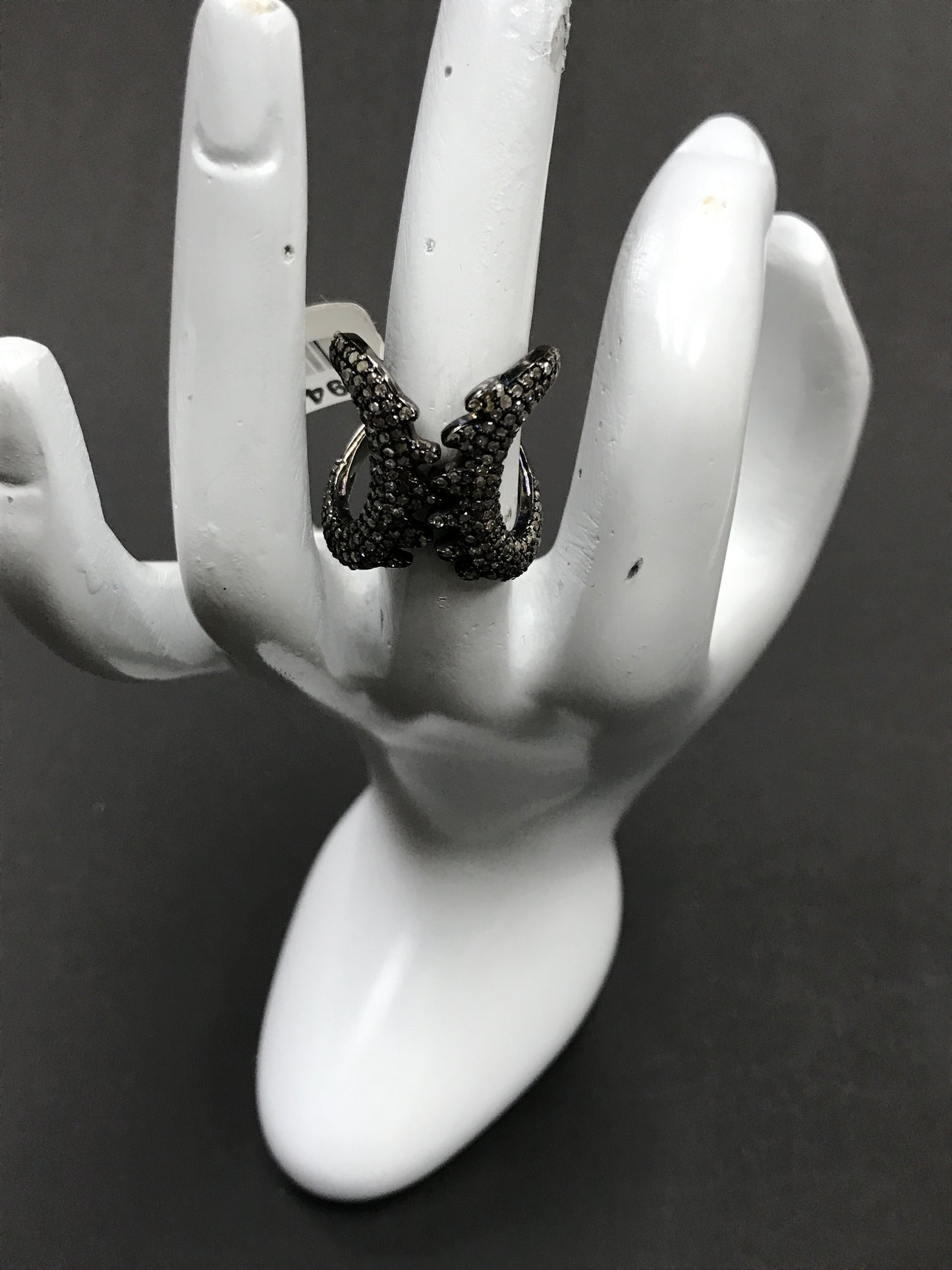 Pave Diamond Ring .925 Oxidized Sterling Silver Diamond Ring, Genuine handmade pave diamond Ring Size Approx 0.88"(21 x 22 MM)