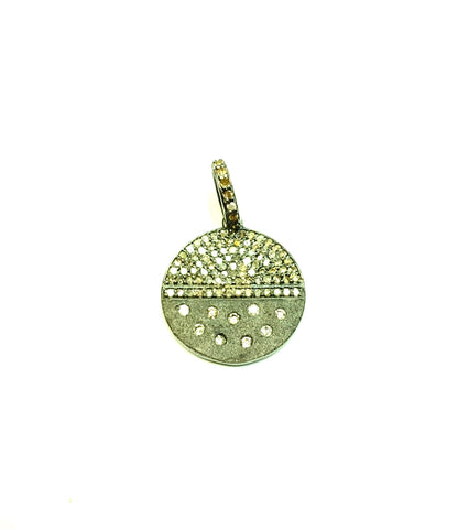 Round Shape Silver Pave Diamond Pendant