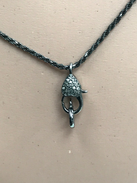 Diamond Clasps .925 Oxidized Sterling Silver Diamond Clasps, Genuine handmade pave diamond Clasps Size Approx 0.96"(24 x 8 MM)
