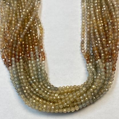 ZIRCON, MULTI ZIRCON BEADS ROUND FACETED 3-4MM