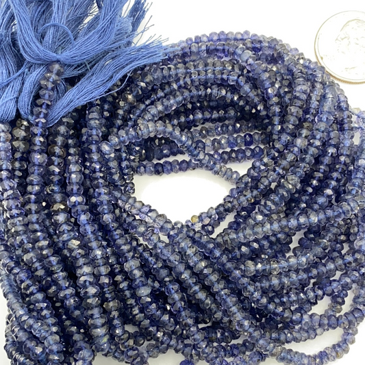 Iolite Roundel Beads Facetted 3-4mm