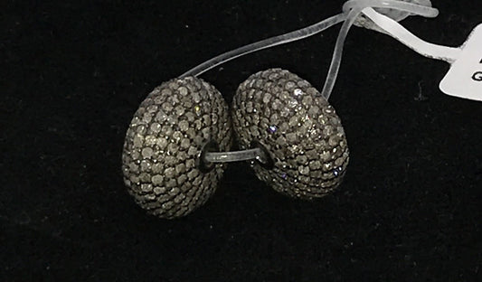 Rondelle shape pave Diamond beads