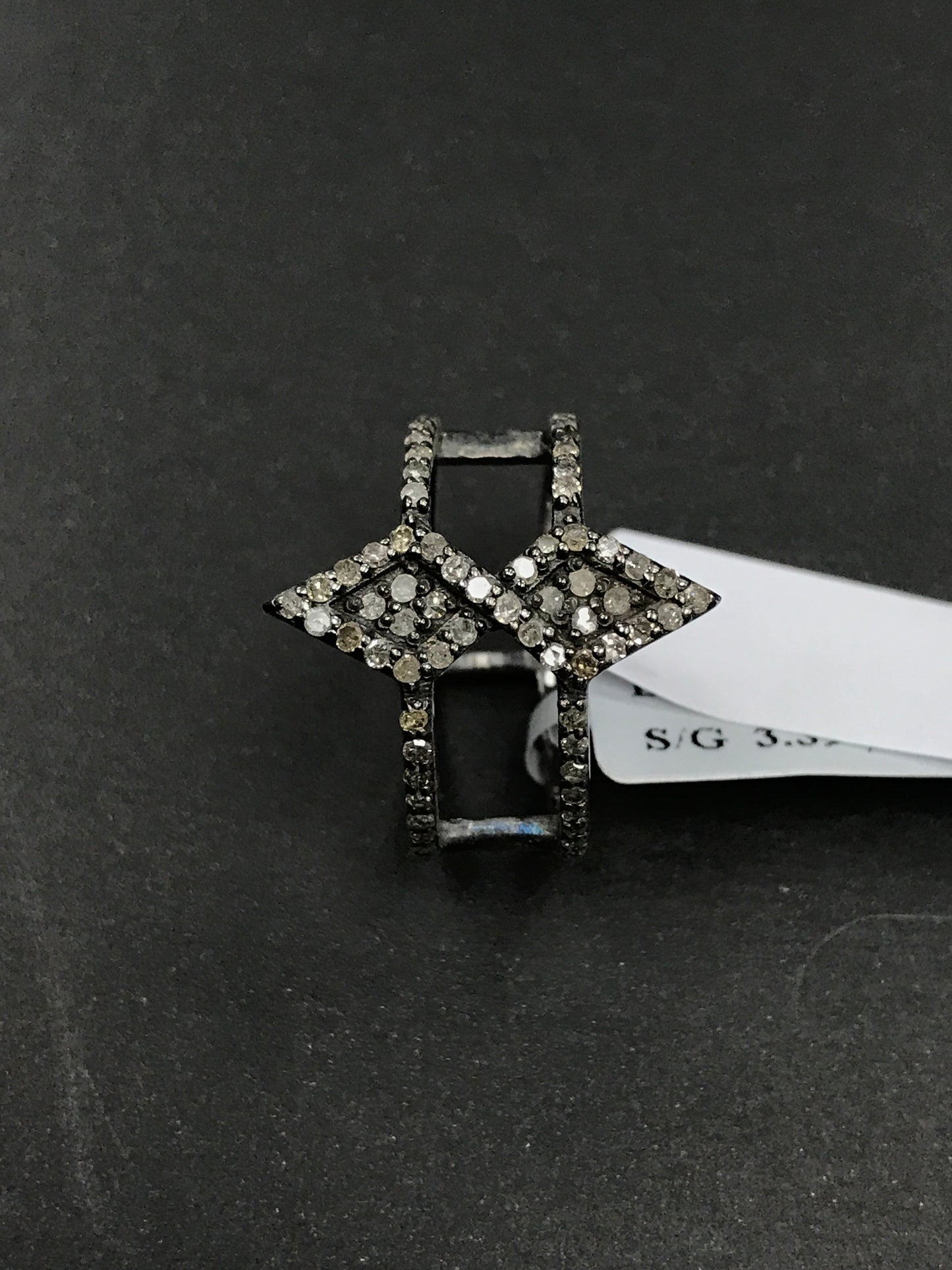 Diamond and Silver Black Rhodium Finish Rings