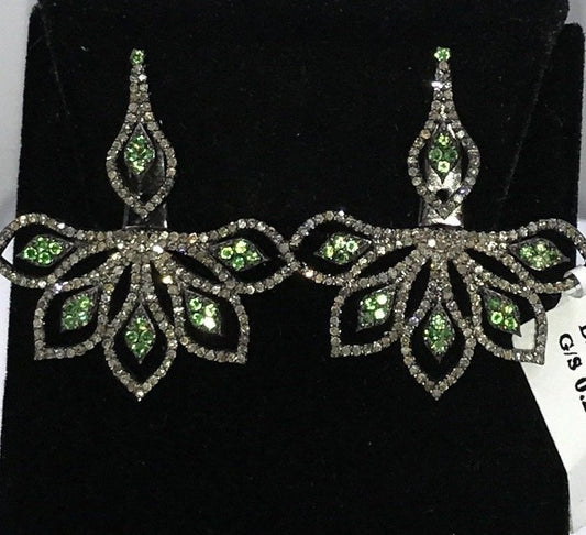 Front Back Flower Stud Earrings with Tsvorite