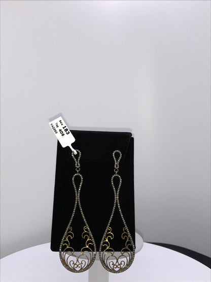 Drop Shape Long Diamond Earrings