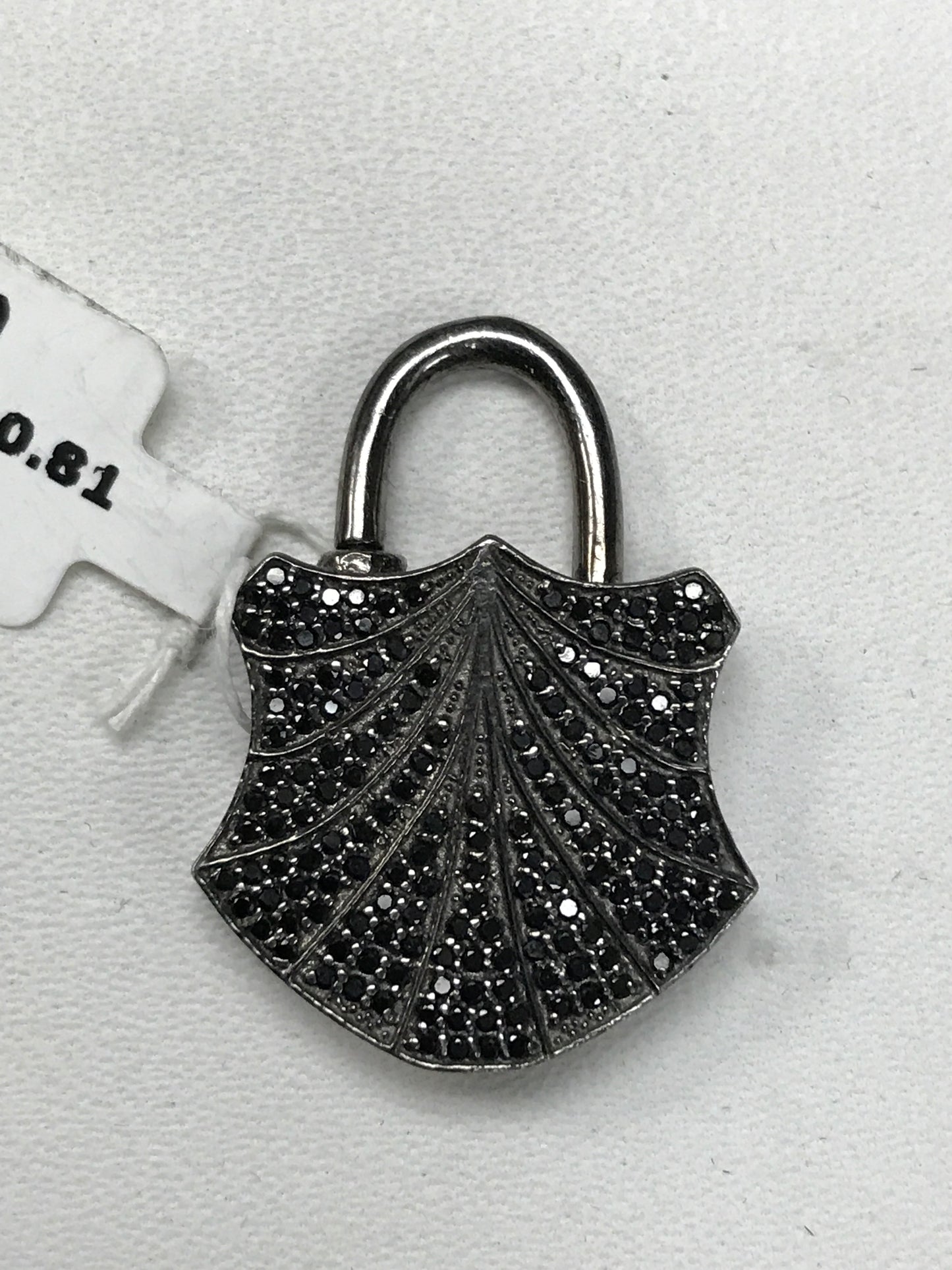 Lock Diamond Charm .925 Oxidized Sterling Silver Diamond Charms, Genuine handmade pave diamond Charm Size Approx 1.16"(21 x 29 MM)