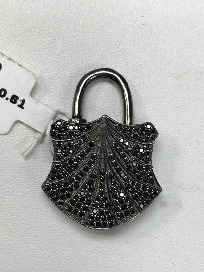 Lock Diamond Charm .925 Oxidized Sterling Silver Diamond Charms, Genuine handmade pave diamond Charm Size Approx 1.16"(21 x 29 MM)