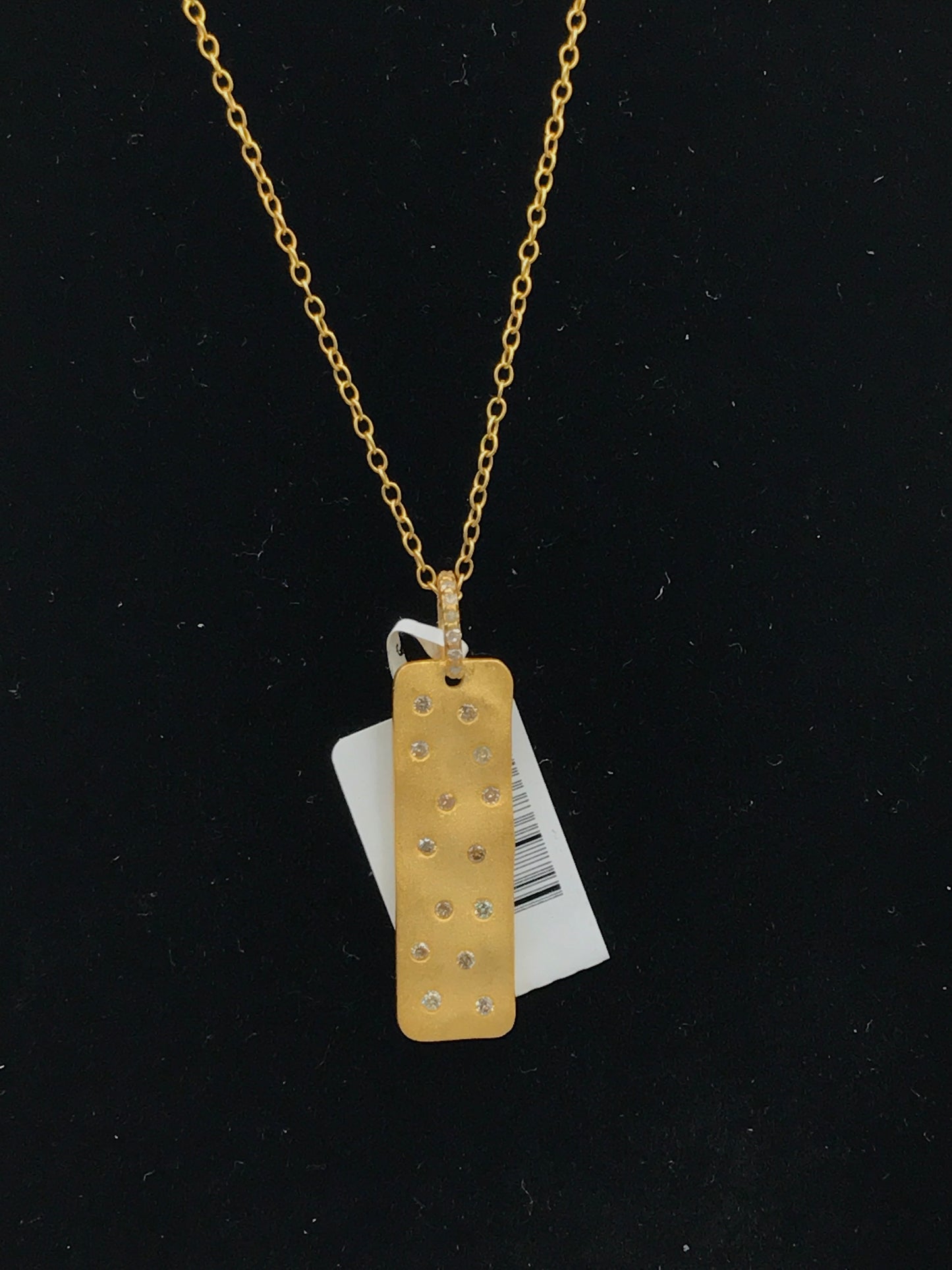 Rectangle Silver Pave Diamond Pendant