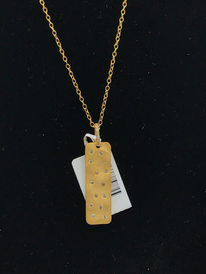 Rectangle Silver Pave Diamond Pendant