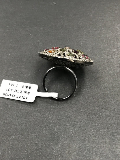 DIAMOND AND MULTI TOURMALINE RINGS